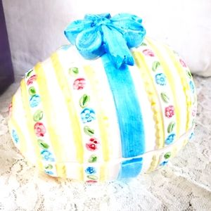 Easter Egg Ceramic Music Trinket Box Brinns VTG